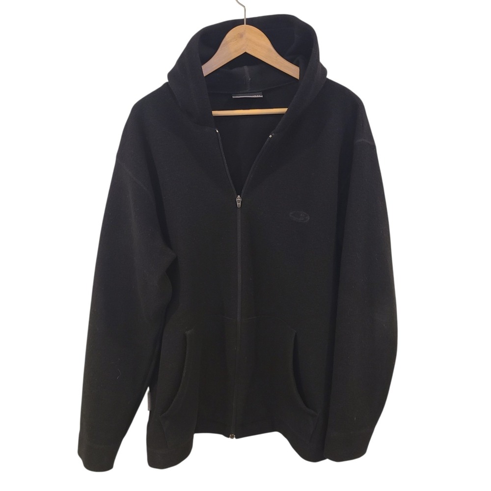 Icebreaker Full Zip Hoodie New Zealand Merino Wool Large Sweater Black Gorpcore